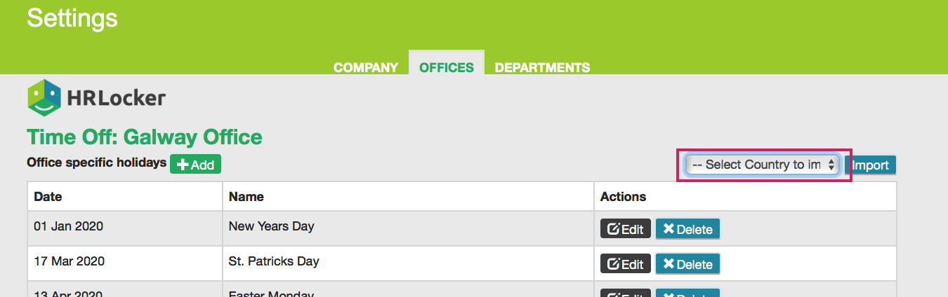How To Add Public Holidays To An Office